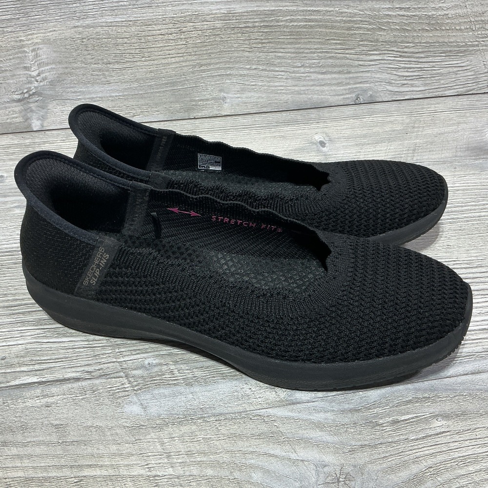 Skechers Womens Slip Ins Cleo Swift Comfort 158846 Black Knit Fabric Size 8.5